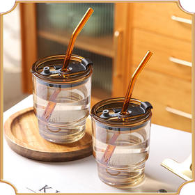 竹节杯吸管玻璃杯高颜值喝水办公学生大容量网红ins风简约杯