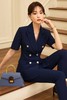 短袖职业藏青色西装西裤套装商务通勤修身显瘦2022夏季 商品缩略图5