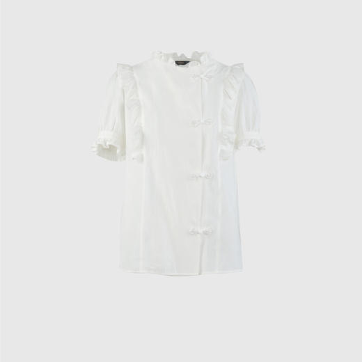 盘扣加荷叶复古衬衣 商品图0