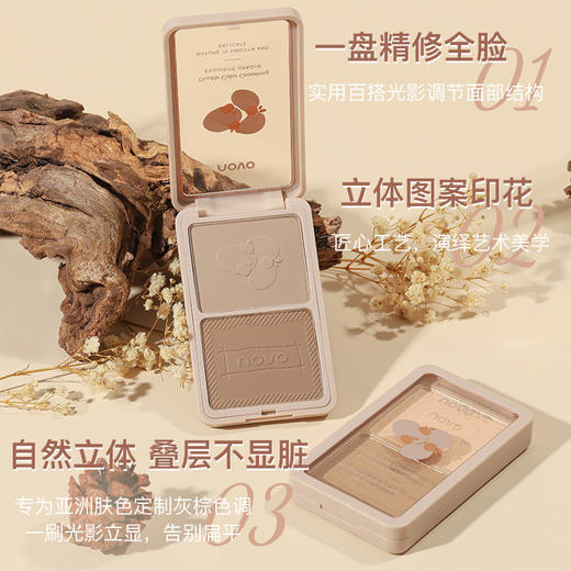NOVO双色高光修容粉 立体修容阴影侧影鼻梁提亮肤色V脸修容盘 商品图1