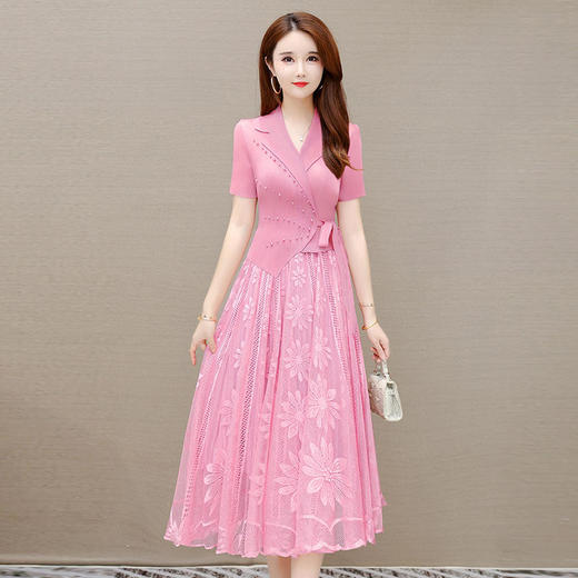 YWE BZYH2212气质优雅阔太太蕾丝大码连衣裙 商品图0