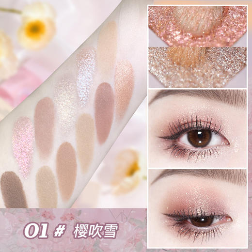 NOVO午后时光丝缎12色眼影盘 哑光珠光不飞粉奶茶烟玫瑰眼影 商品图2