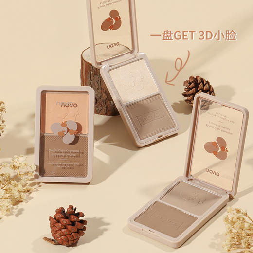NOVO双色高光修容粉 立体修容阴影侧影鼻梁提亮肤色V脸修容盘 商品图0