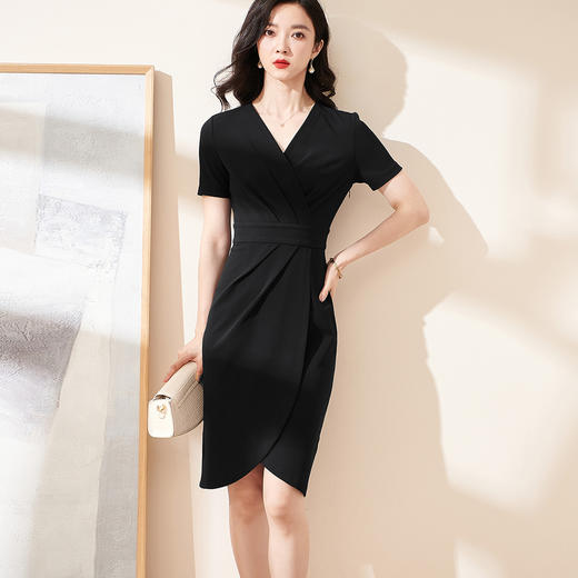 米思阳气质包臀裙夏季新款时尚法式优雅v领修身连衣裙 商品图2