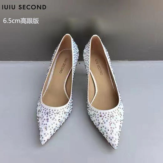 IUIU SECOND2022春夏新款尖头珍珠水钻浅口单鞋（4.5cm/6.5cm两种跟高可选） 商品图9