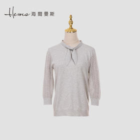 海尔曼斯低圆领长袖针织衫20019A40