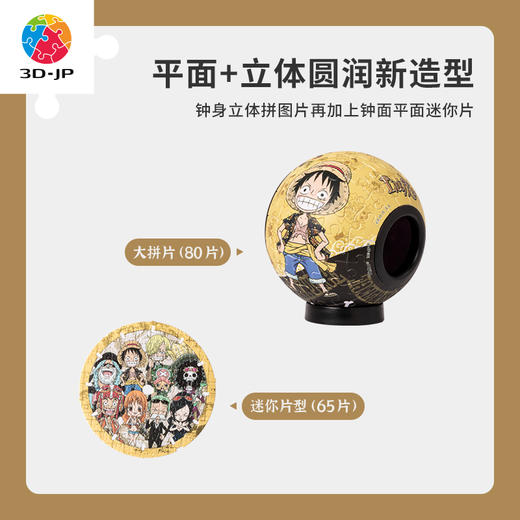 【折扣商品 不退不换】145片 桌面时钟 塑料拼图 KC1011 ONE PIECE-路飞海海盗团 商品图4