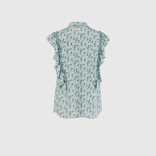 荷叶边侧系带领无袖上衣 商品图3