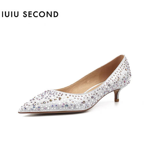 IUIU SECOND2022春夏新款尖头珍珠水钻浅口单鞋（4.5cm/6.5cm两种跟高可选） 商品图3