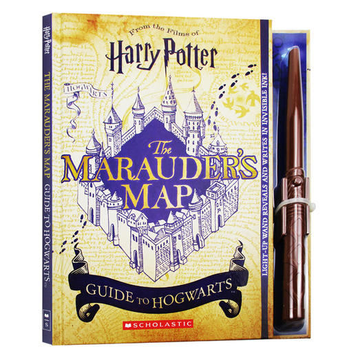 哈利波特 霍格沃茨活点地图指南 英文原版 Harry Potter Marauder’s Map Guide to Hogwarts 附发光的魔杖电影周边书进口英语书籍 商品图1