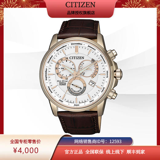 西铁城日本官方正品光动能万年历经典休闲商务皮带男表BL8153-11A 商品图6