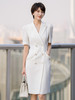 西装连衣裙女夏新款高级感白色短袖收腰显瘦修身职业套装裙 商品缩略图0