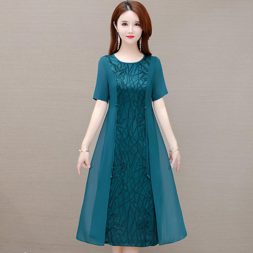 YWE 22FDY39大码印花连衣裙修身中长款气质优雅 商品图1