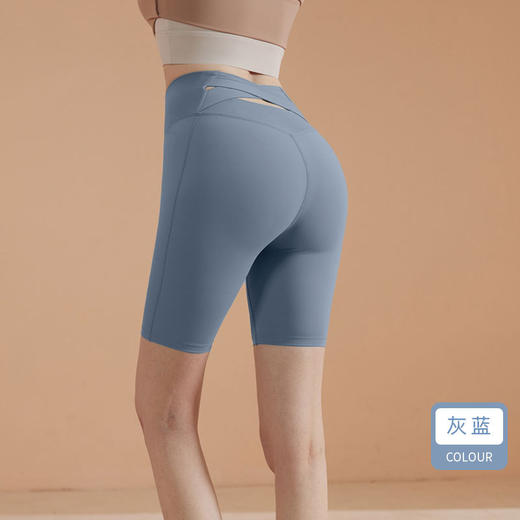 【5色可选】裸感S 五分瑜伽短裤瑜伽裤夏交叉腰裤运动健身短裤骑行裤  JM 000 DK22-705 商品图6