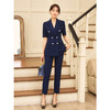 短袖职业藏青色西装西裤套装商务通勤修身显瘦2022夏季 商品缩略图1