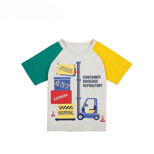 千趣会夏季中小童打底衫工程车休闲圆领透气全棉男童短袖T恤 商品图4
