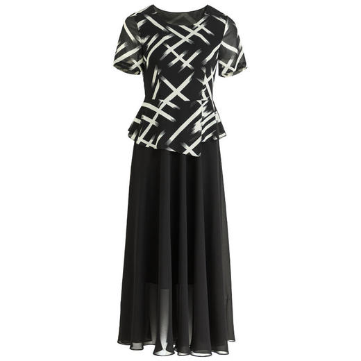 SSGS-C538拼接假新款时尚黑色雪纺大摆裙 商品图5