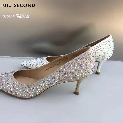 IUIU SECOND2022春夏新款尖头珍珠水钻浅口单鞋（4.5cm/6.5cm两种跟高可选） 商品图11
