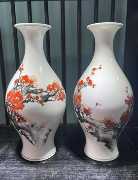 胡晶：高白泥竹报平安，梅开五福橄榄瓶