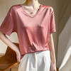 【2件立减20元，真丝清凉T恤】桑蚕丝双面丝光棉短袖T恤  简约修身显瘦圆领/V领 时尚百搭 藏肉显瘦 高级奢华 商品缩略图1