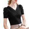 DYSL-L2C0126新款时尚气质V领泡泡袖钩花蕾丝小衫 商品缩略图4