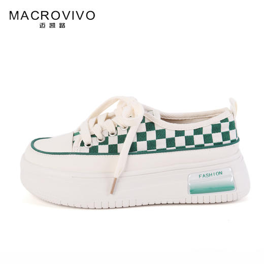迈凯路时尚百搭皮里棋盘格帆布鞋82055 商品图0