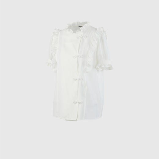 盘扣加荷叶复古衬衣 商品图1