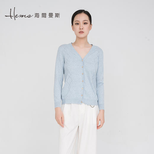 海尔曼斯鸡心领长袖针织开衫20025A49 商品图0