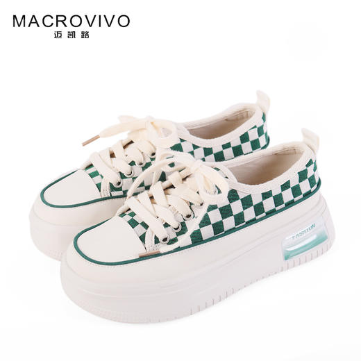 迈凯路时尚百搭皮里棋盘格帆布鞋82055 商品图1