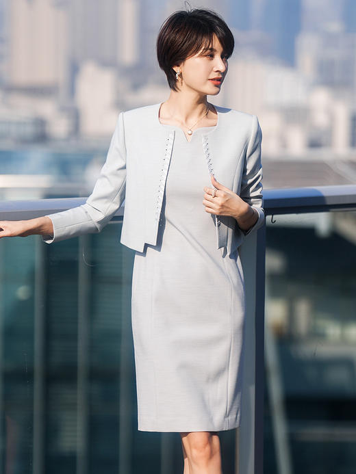 春夏西装外套女高级感小个子气质通勤西服连衣裙套装两件套 商品图3