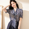 米思阳泡泡袖衬衫2025夏季新款时尚印花系带领宽松衬衣女1397 商品缩略图0