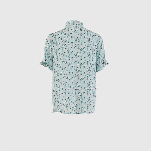 撞色包扣花边侧开领上衣 商品图3