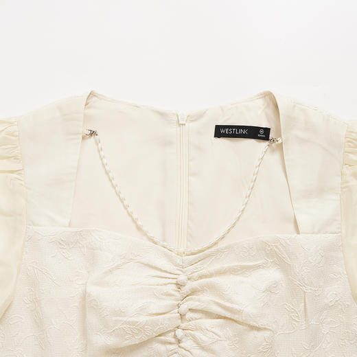 西遇小香风白色连衣裙女夏季2023年新款方领修身气质V0020795/D0020961 商品图5