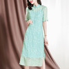 夏季新款纯色桑蚕丝绣花立领短袖连衣裙  QS-82297223 商品缩略图2