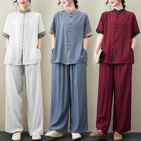 GYH 2272复古文艺时尚套装棉麻两件套