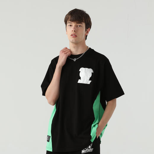 MEET.ROY狗头LOGO系列OVERSIZE烫银拼接TEE 短袖T恤01MR1252 商品图2