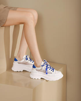 westory拼接休闲单鞋2022春新复古厚底板鞋小白鞋S22AM55011