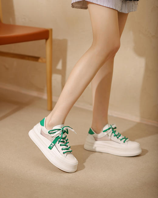 westory拼接休闲单鞋2022春新复古厚底板鞋小白鞋S22AM55001 商品图1