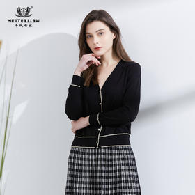 METTE22年春夏新品女士针织开衫薄款V领长袖针织衫保暖空调衫披肩