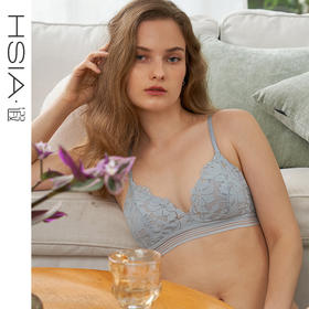 HSIA遐薄款内衣女三角杯bralette中小胸几何花蕾丝胸罩无钢圈文胸几何花