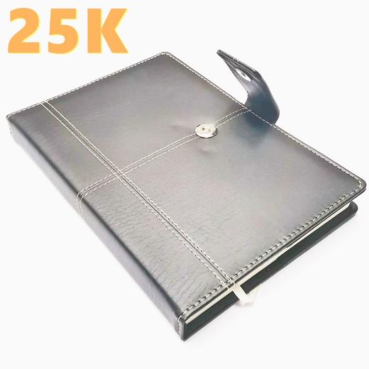 25K皮面磁扣笔记本硬皮商务记事簿高级记事本会议记录本日记本手账随手记148张黑色1本 商品图1