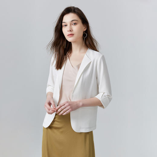 METTE22年春夏新品女士小西装外套时尚一粒扣薄款雪纺休闲上衣 商品图3