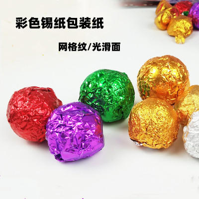 光亮面/网格纹 彩色锡纸包装纸10*10cm 糖果 黑芝麻丸  巧克力 茶叶 烘焙包装锡纸约100入 商品图0