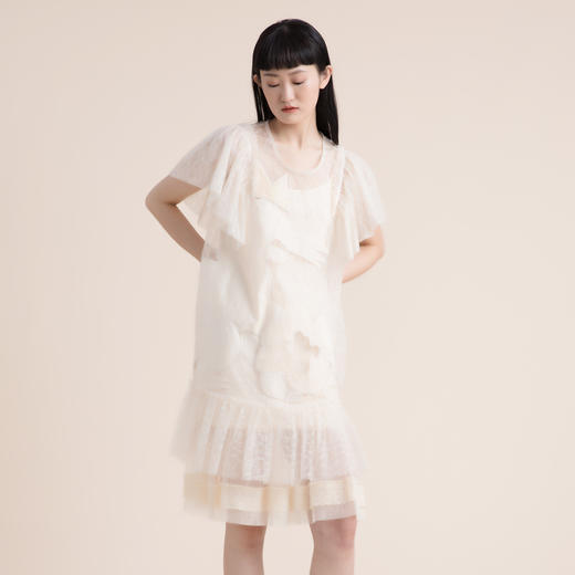 谜底连衣裙2022夏季新款高订质感刺绣泡泡袖蕾丝仙女裙222GL0597 商品图0