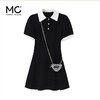 MC2撞色领polo连衣裙女夏季2024新款收腰修身显瘦小黑裙赠小包 商品缩略图4