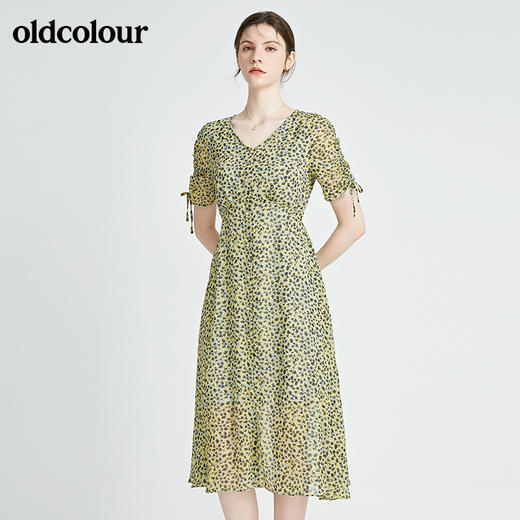 oldcolour秋季商场同款休闲气质短袖连衣裙N24101250 商品图0