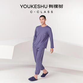 有棵树纯棉圆领男士家居套装C-J482