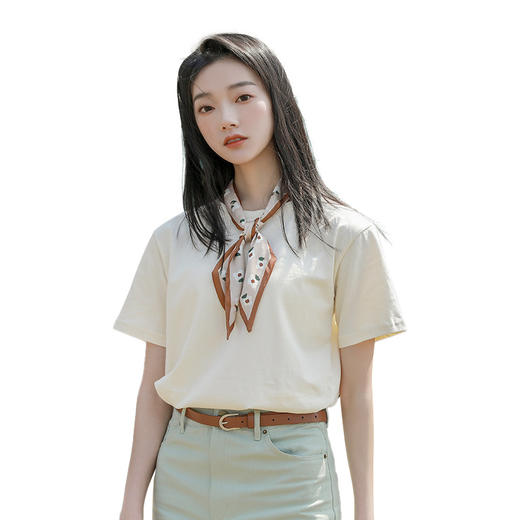 【甄选新疆阿克苏长绒棉】SSEMMY国棉8色冰淇淋纯棉T恤，清肤柔软吸汗透气清凉一夏，经典圆领简约修身光板短袖，百搭显瘦显白打底外穿上衣 商品图3