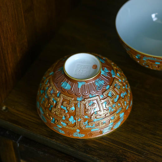 【宝】古铜彩雕刻回龙纹杯 商品图4