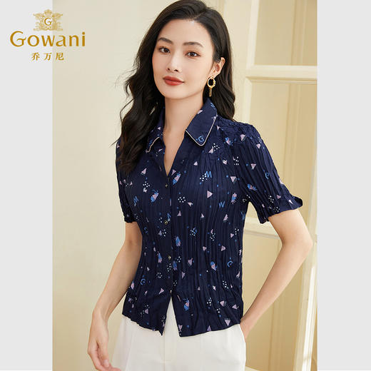 乔万尼短袖衬衫女新款夏季港风设计上衣EF2C349 商品图1